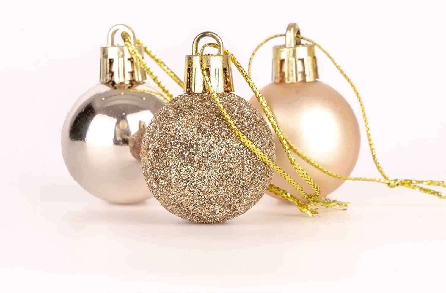 Christmas Baubles Hanging Decoration Shiny Glitter Balls Xmas Tree Ornament 30mm