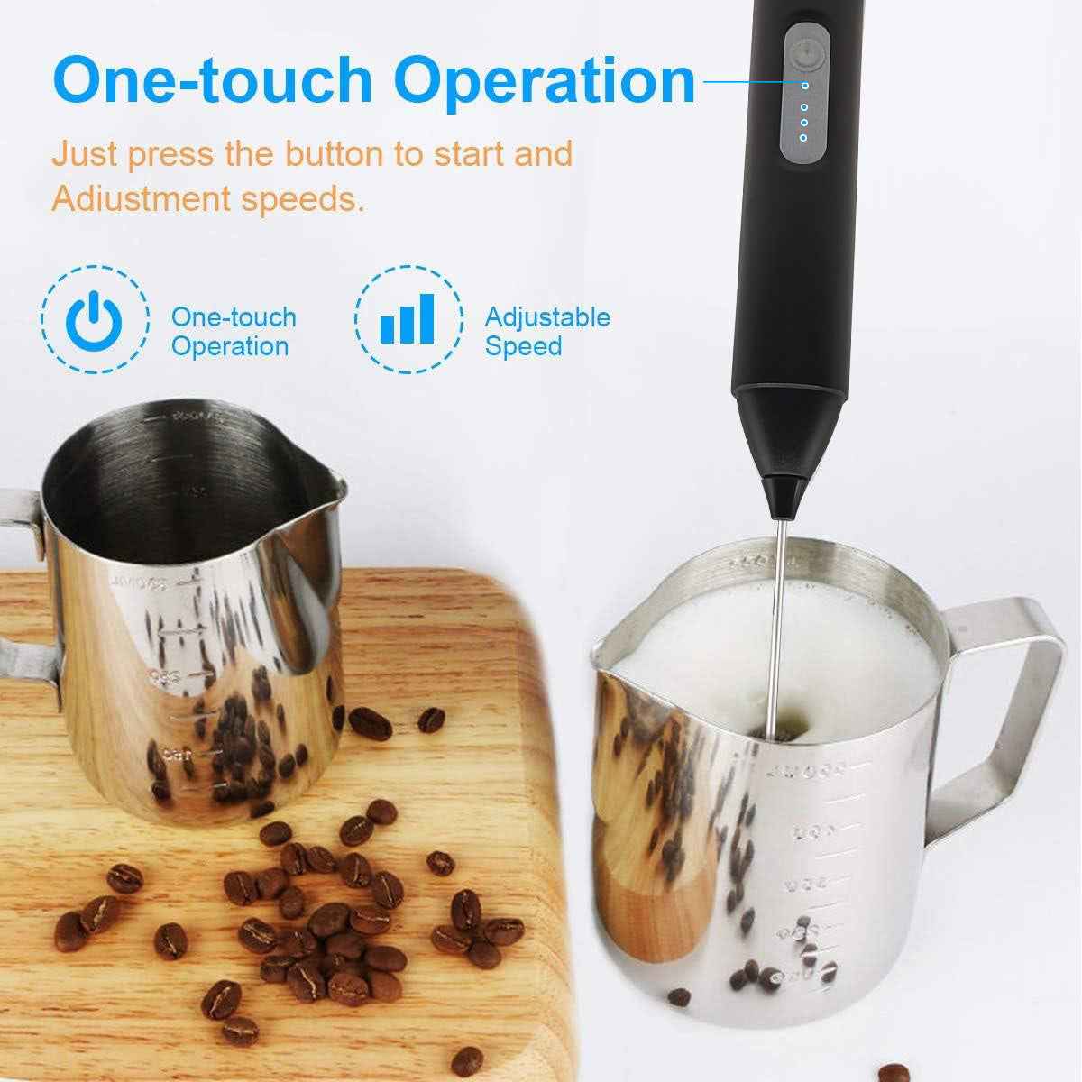 2-in-1 Electric Milk Frother & Beater One Click for Perfect Baking