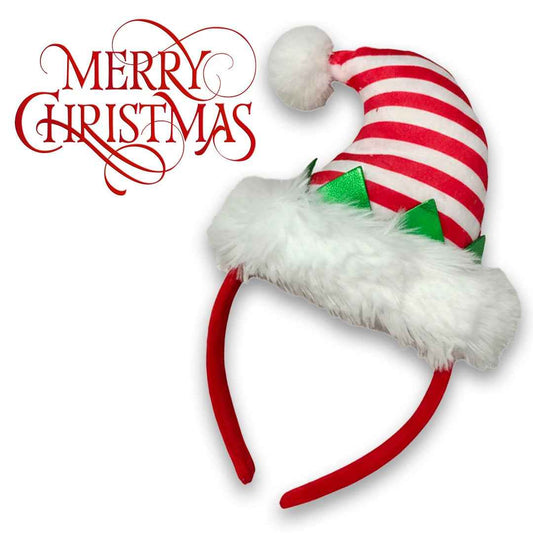Christmas Headband – Festive Striped Santa Hat Hair Accessory