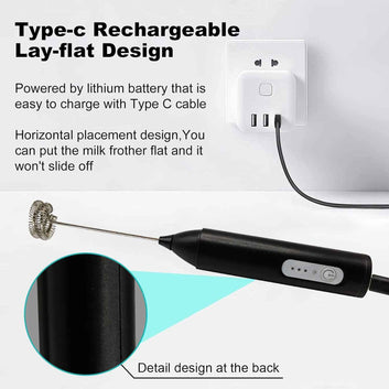 2-in-1 Electric Milk Frother & Beater One Click for Perfect Baking