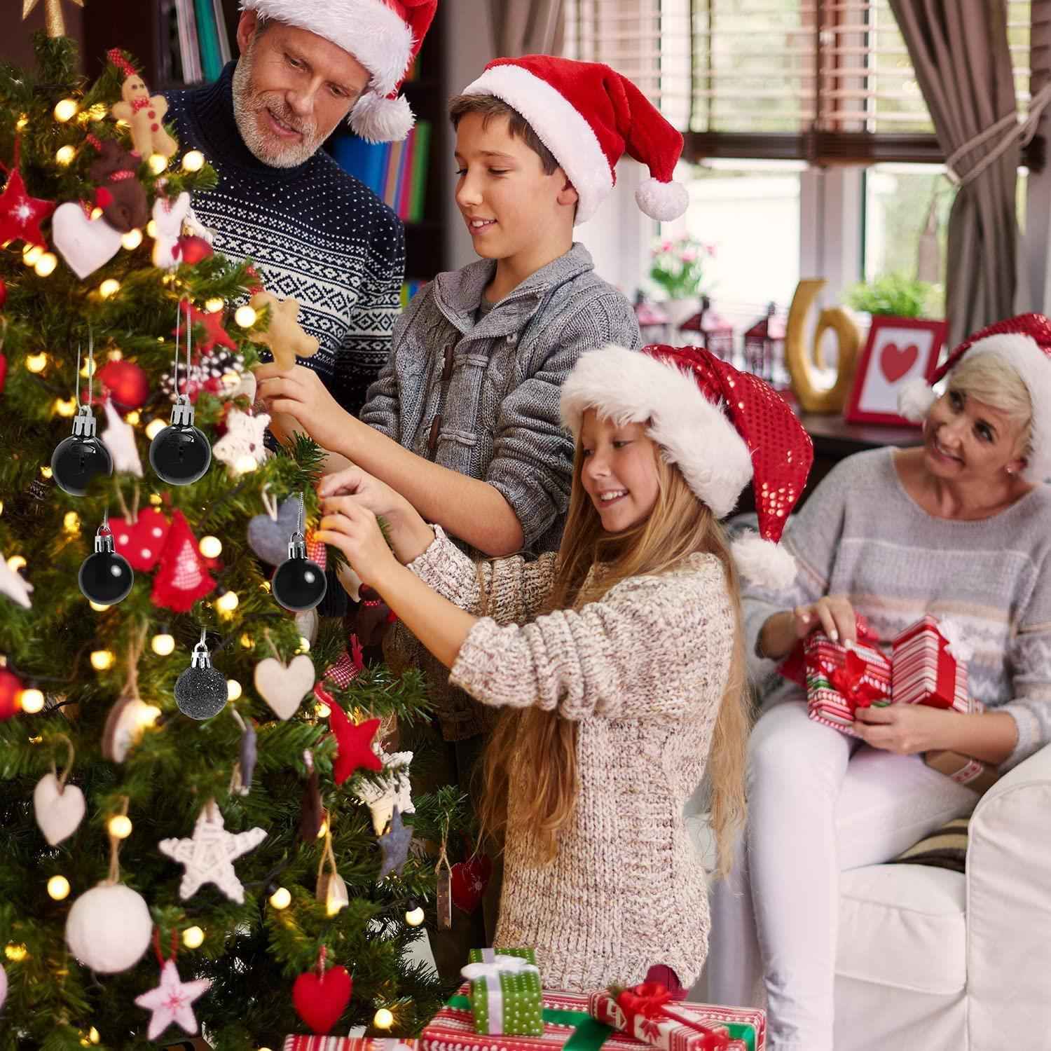 Christmas Baubles Hanging Decoration Shiny Glitter Balls Xmas Tree Ornament 30mm