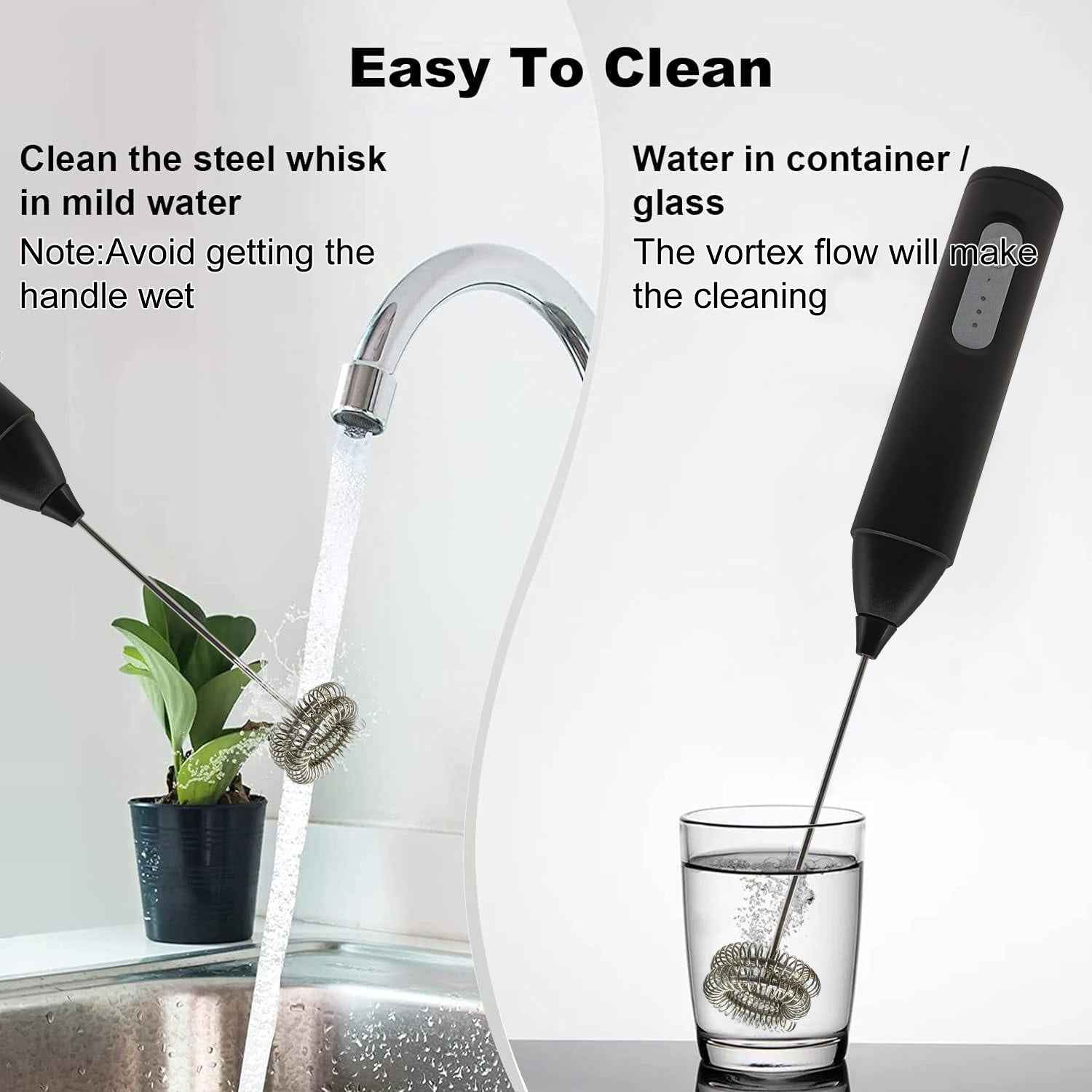 2-in-1 Electric Milk Frother & Beater One Click for Perfect Baking