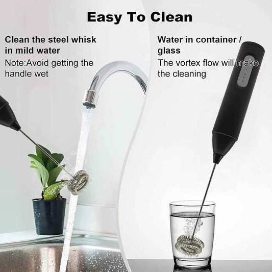2-in-1 Electric Milk Frother & Beater One Click for Perfect Baking
