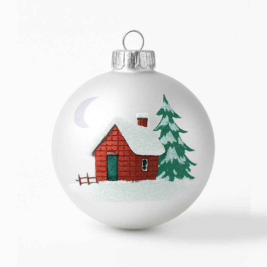 Christmas Ornament – Hand-Painted Winter Cabin Decorative Bauble