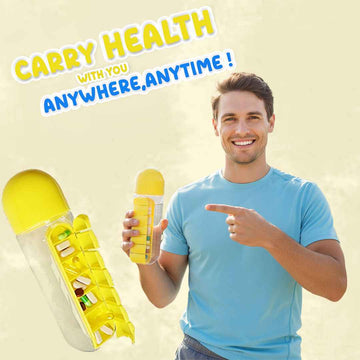 600ml Drinking Water Bottle 7 Days Pill Box Reusable Organiser