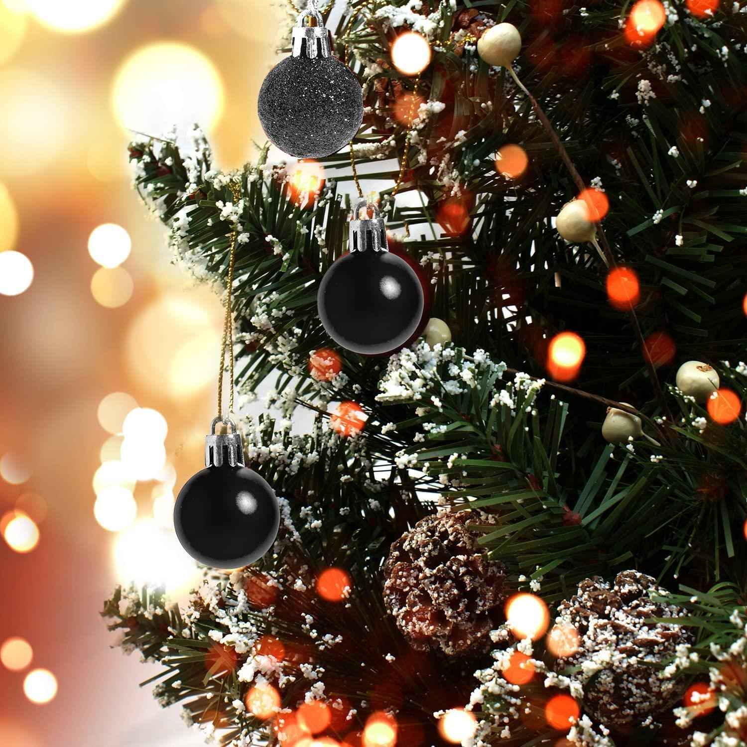 Christmas Baubles Hanging Decoration Shiny Glitter Balls Xmas Tree Ornament 30mm