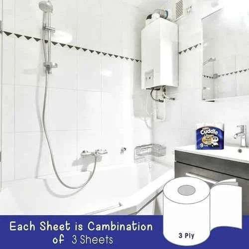 Panda Cuddle Toilet Tissue Rolls - Ultra Soft 3-Ply Quilted Embossed Bulk Pack