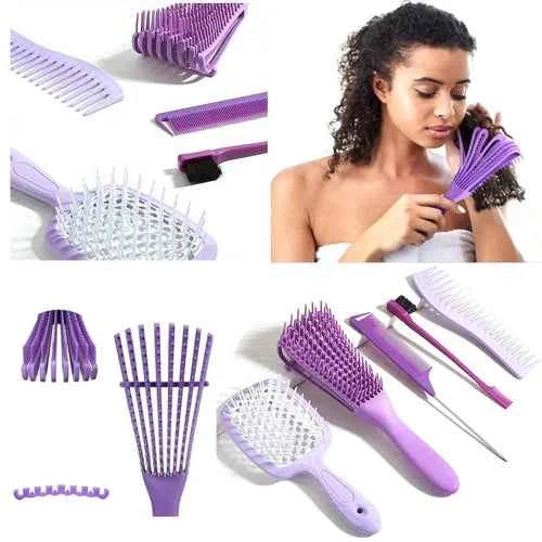 5 Elite HAIR BRUSH & COMB Set-Afro 3a To 4c, Straight, Curly, Frizzy, Kinky Hair