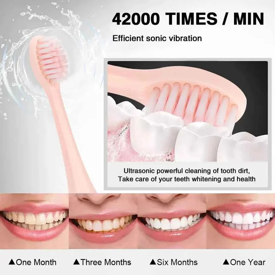 Sonic Electric Toothbrush Rechargeable With 4 Brushes Head 6 Modes USB Brush