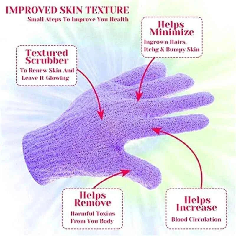 4x Exfoliating Body Scrub Gloves Shower Bath Mitt Skin Massage Spa