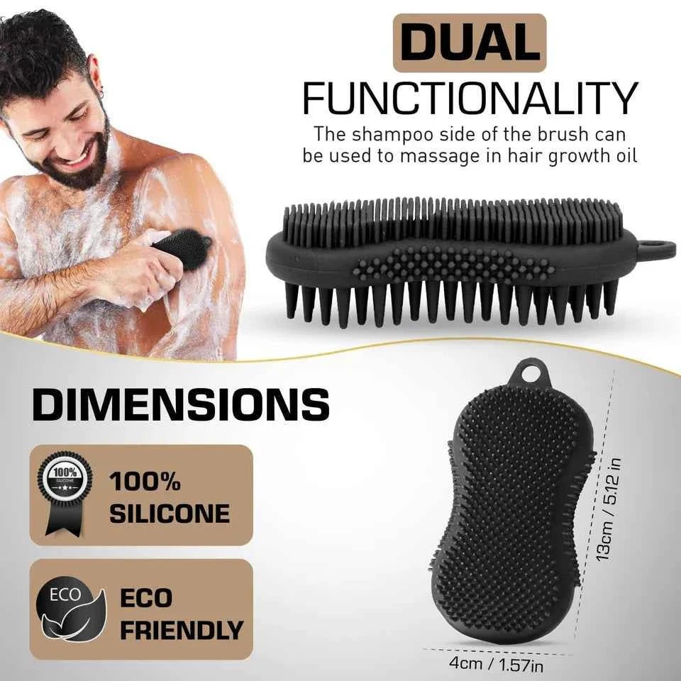 Urbane Men 2 in 1 Body Scrubber and Shampoo Brush Scalp Massager 100% Silicone