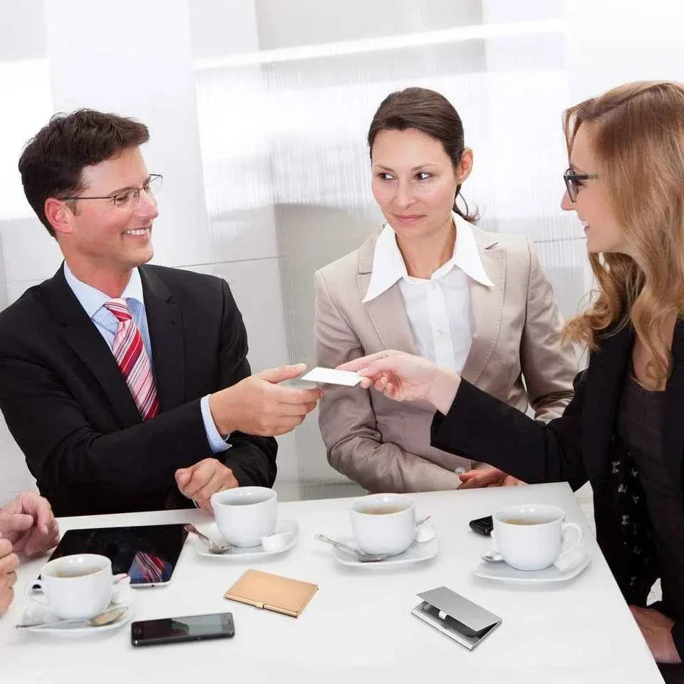 RFID Blocking Wallet Auto Pop up Credit Card Holder Leather Metal Money Clip Men