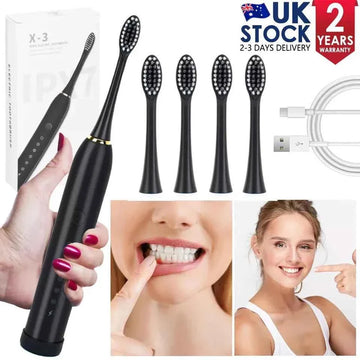 Sonic Electric Toothbrush Rechargeable With 4 Brushes Head 6 Modes USB Brush