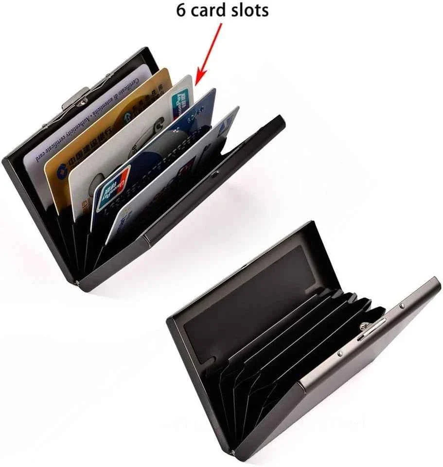 RFID Blocking Wallet Auto Pop up Credit Card Holder Leather Metal Money Clip Men