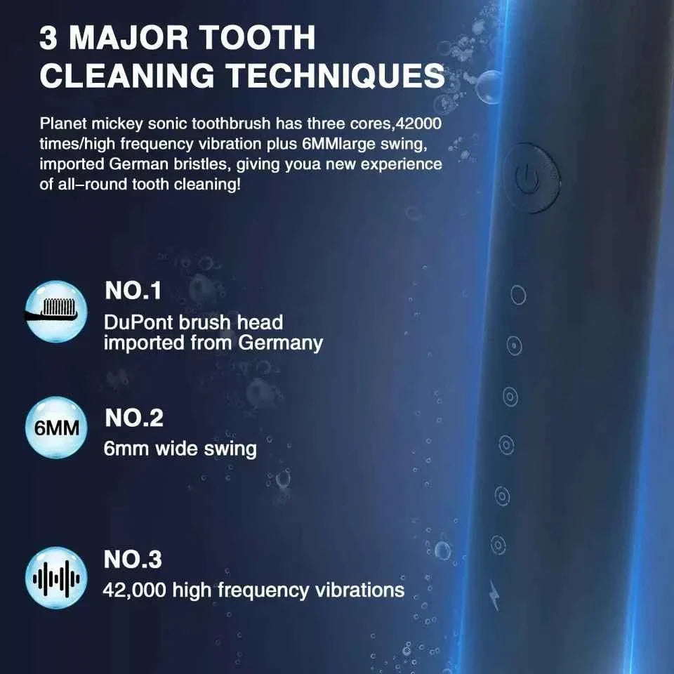 Sonic Electric Toothbrush Rechargeable With 4 Brushes Head 6 Modes USB Brush