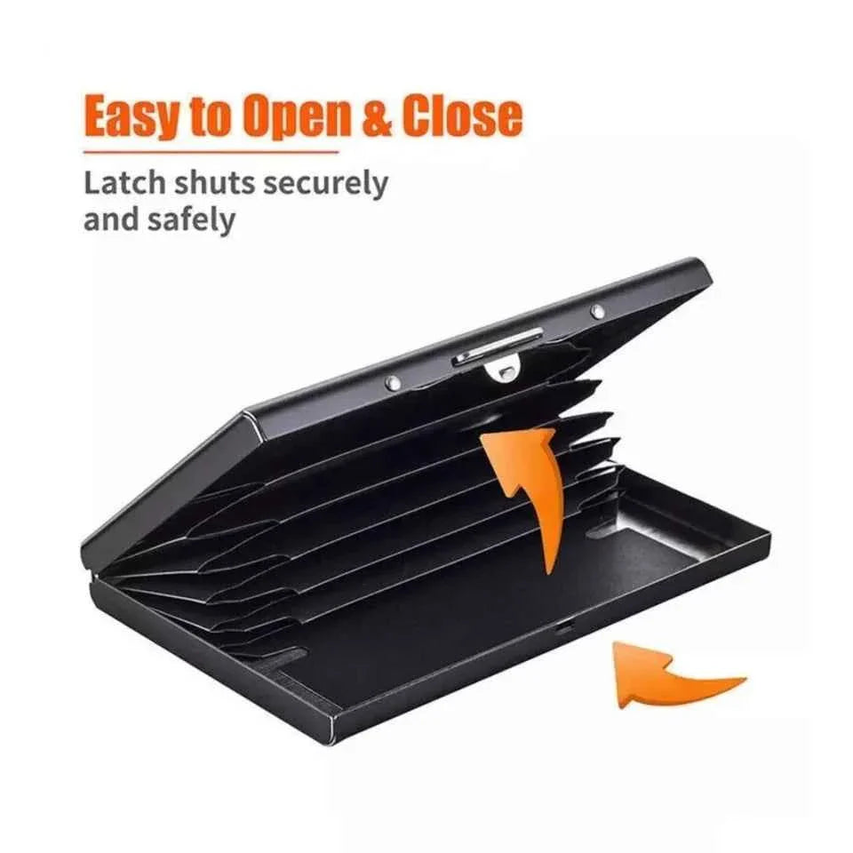 RFID Blocking Wallet Auto Pop up Credit Card Holder Leather Metal Money Clip Men