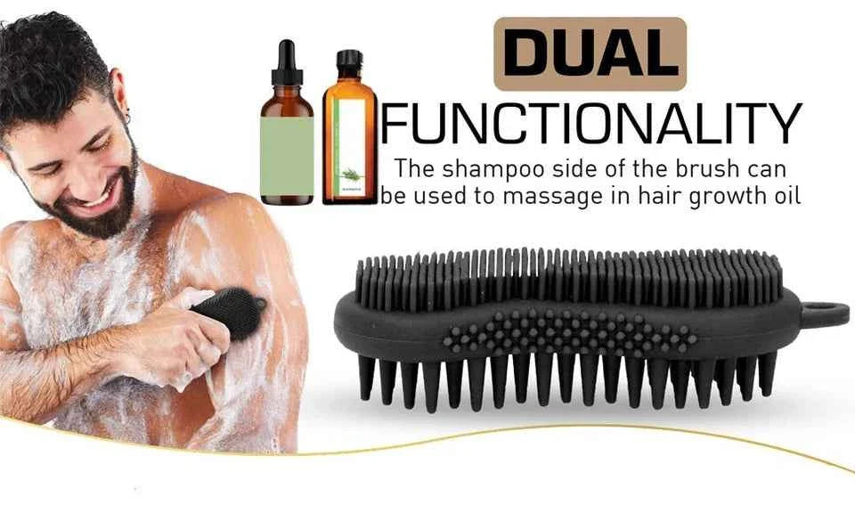 Urbane Men 2 in 1 Body Scrubber and Shampoo Brush Scalp Massager 100% Silicone