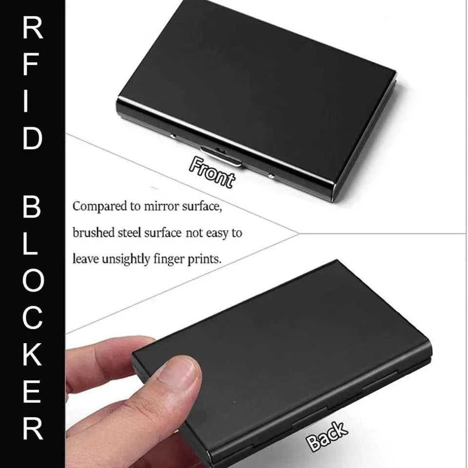 RFID Blocking Wallet Auto Pop up Credit Card Holder Leather Metal Money Clip Men