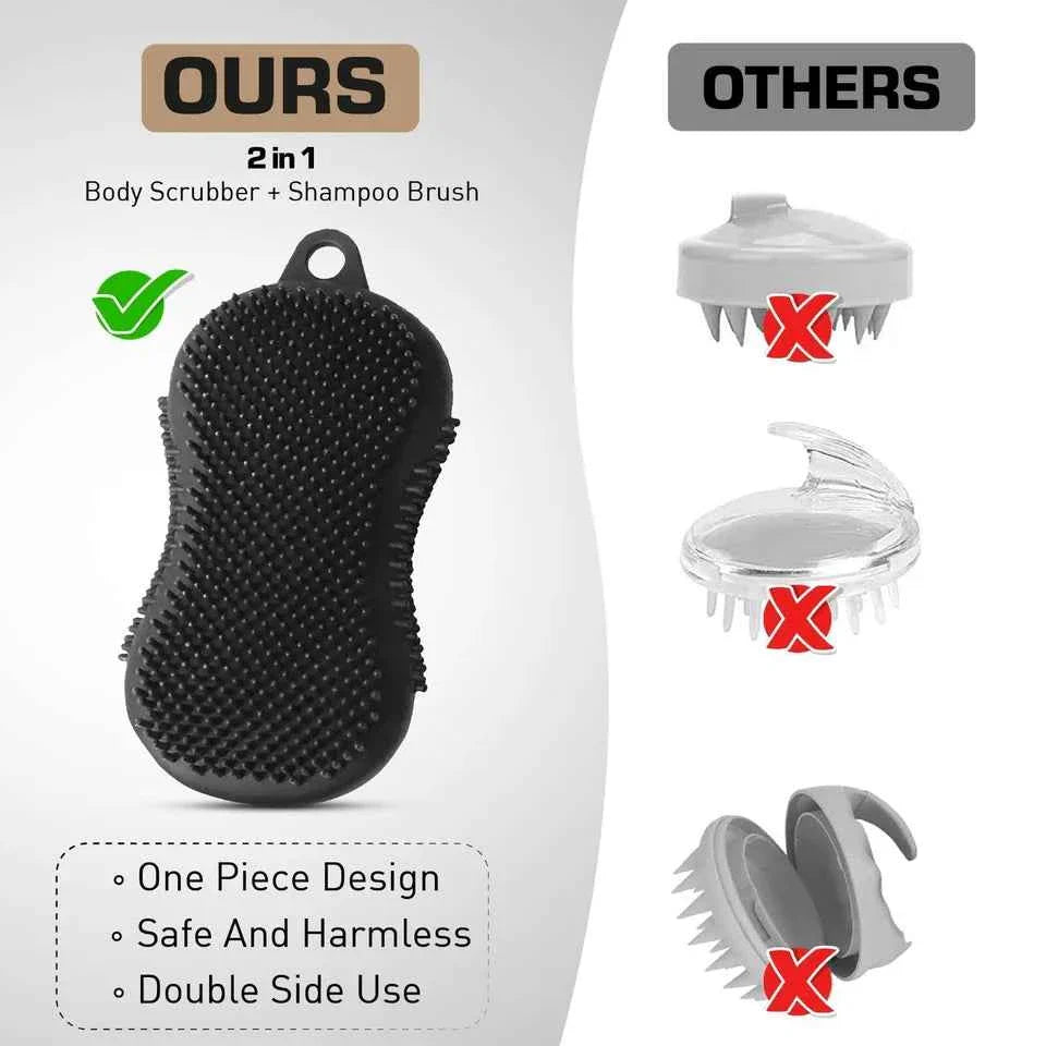 Urbane Men 2 in 1 Body Scrubber and Shampoo Brush Scalp Massager 100% Silicone