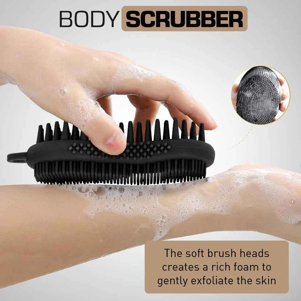 Urbane Men 2 in 1 Body Scrubber and Shampoo Brush Scalp Massager 100% Silicone