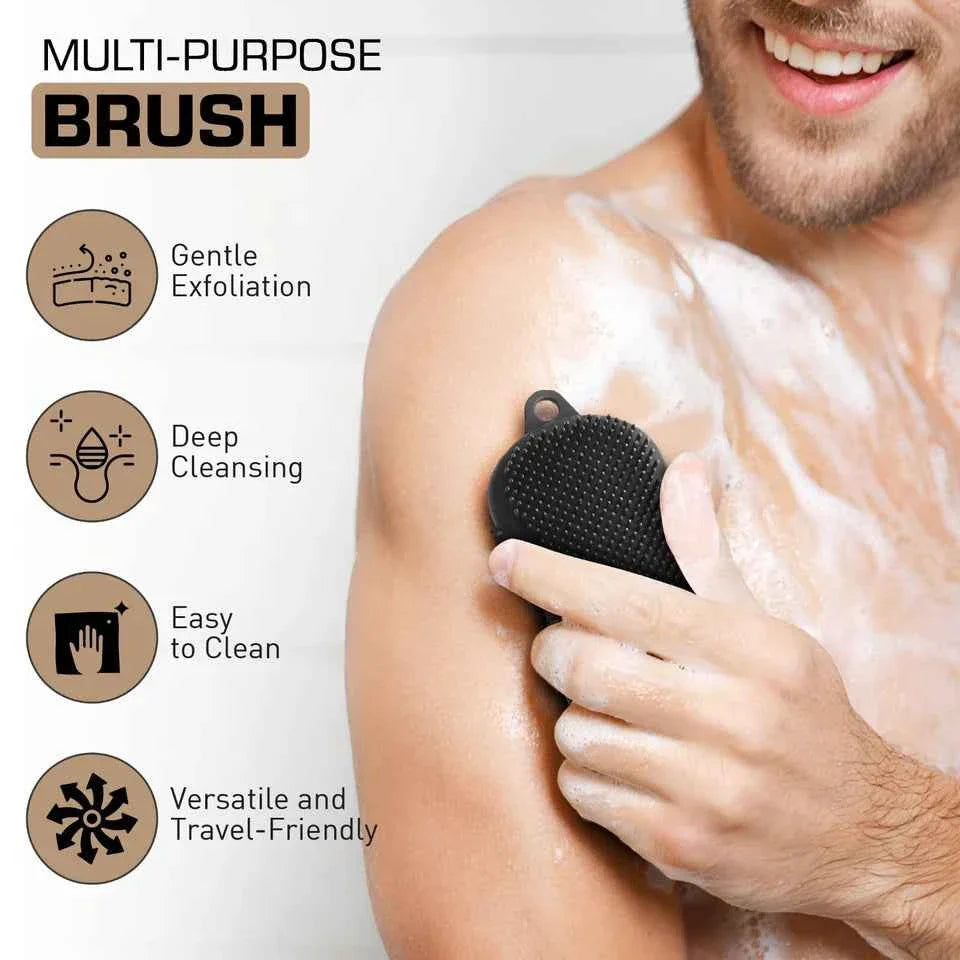 Urbane Men 2 in 1 Body Scrubber and Shampoo Brush Scalp Massager 100% Silicone