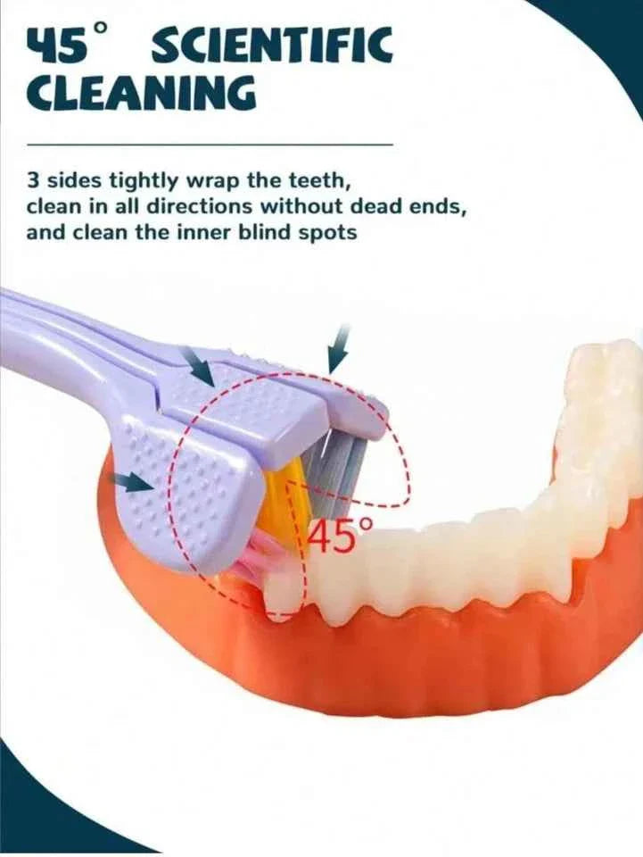 3 Sided Autism Toothbrush Three Bristle Travel Toothbrush Ultra Fine Soft-UK..