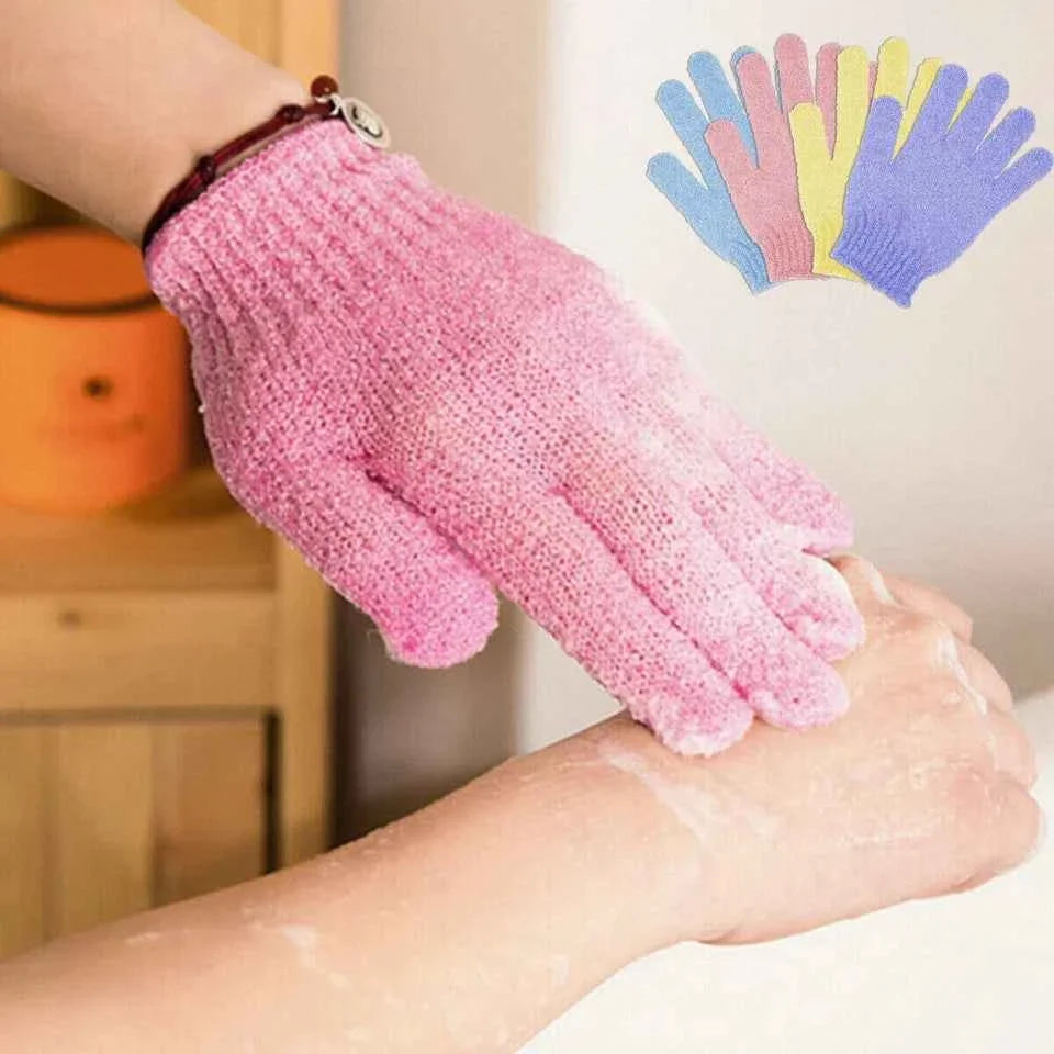4x Exfoliating Body Scrub Gloves Shower Bath Mitt Skin Massage Spa