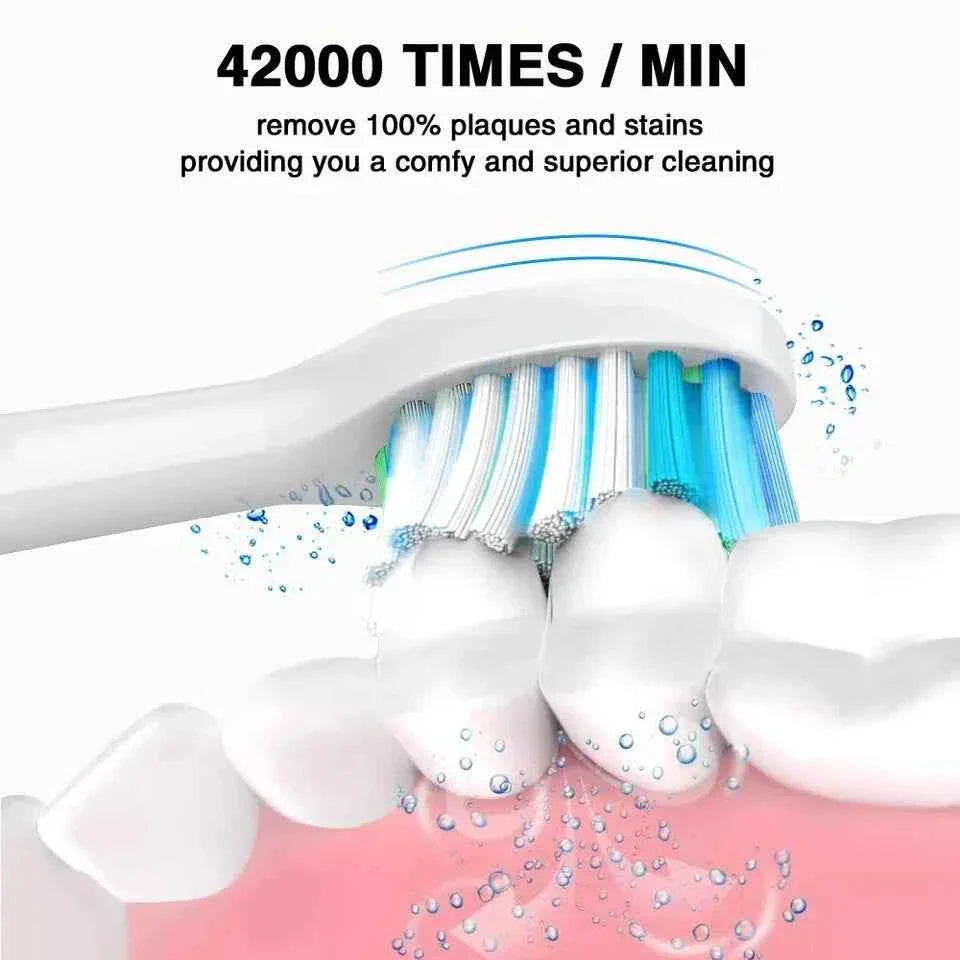 Sonic Electric Toothbrush Rechargeable With 4 Brushes Head 6 Modes USB Brush